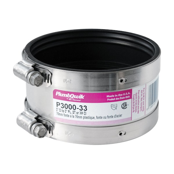 Fernco Proflex Schedule 40 3 in. Hub X 3 in. D Neoprene Rubber 4-1/2 in. Shielded Coupling 1 pk